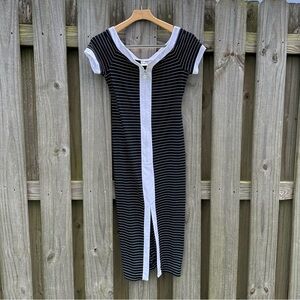 Joseph Ribkoff Womans Black & White Striped Sheath Dress